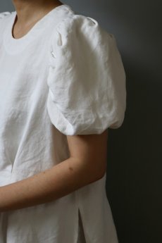 画像1: 【ササキチホ】アンティークリネン　装袖ブラウス s/s（白） (1)