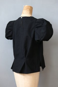 画像7: 【ササキチホ】アンティークリネン×染　装袖ブラウス　s/s （黒） (7)