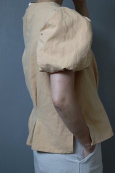 画像3: 【ササキチホ】アンティークリネン×染　装袖ブラウス s/s（薄いオレンジ） (3)