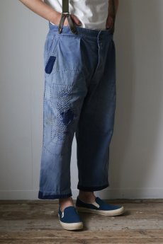 画像16: 【MITSUGU SASAKI】ビンテージ×リメイク パッチワーク フレンチワークパンツ（シンチバックあり） (16)