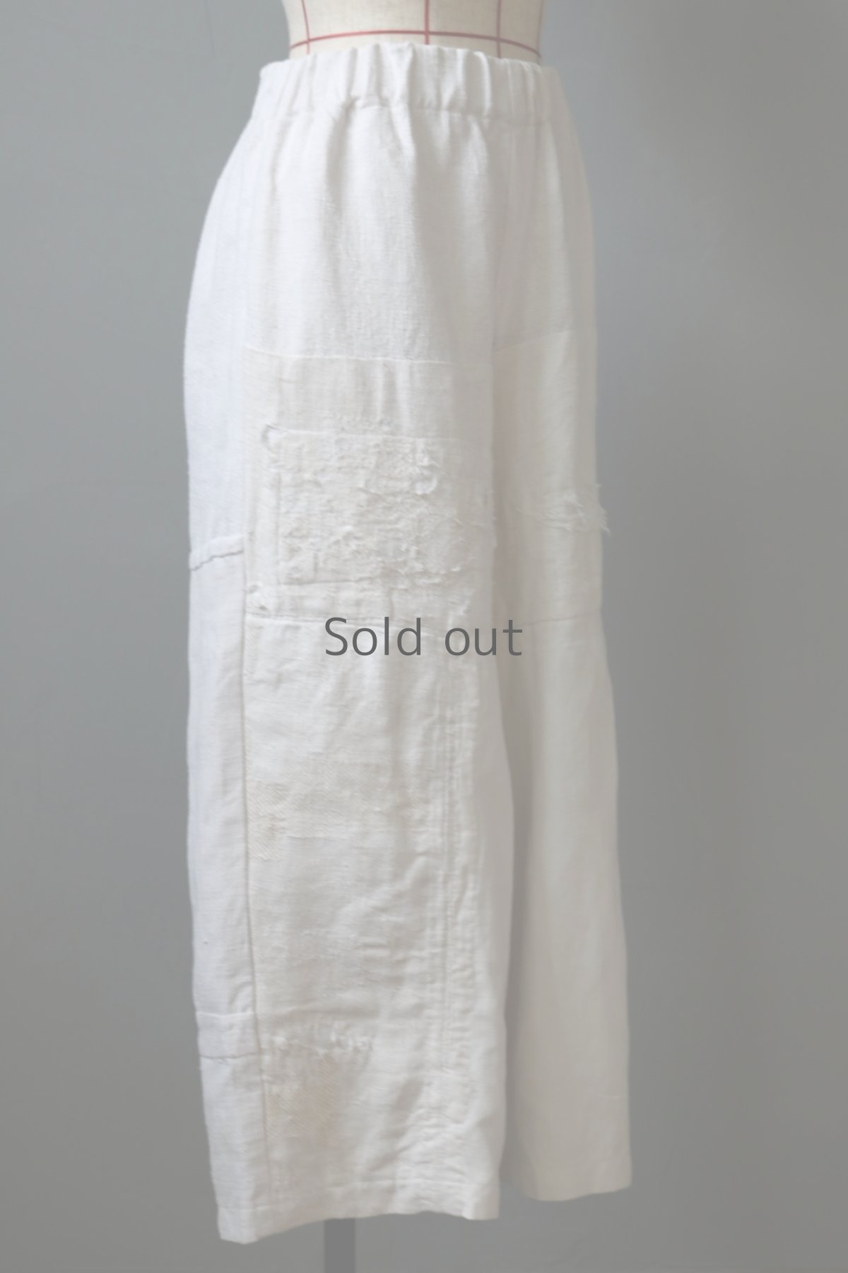 画像11: 【ササキチホ】アンティークリネン　BOROツギハギワイドパンツ／白b (11)