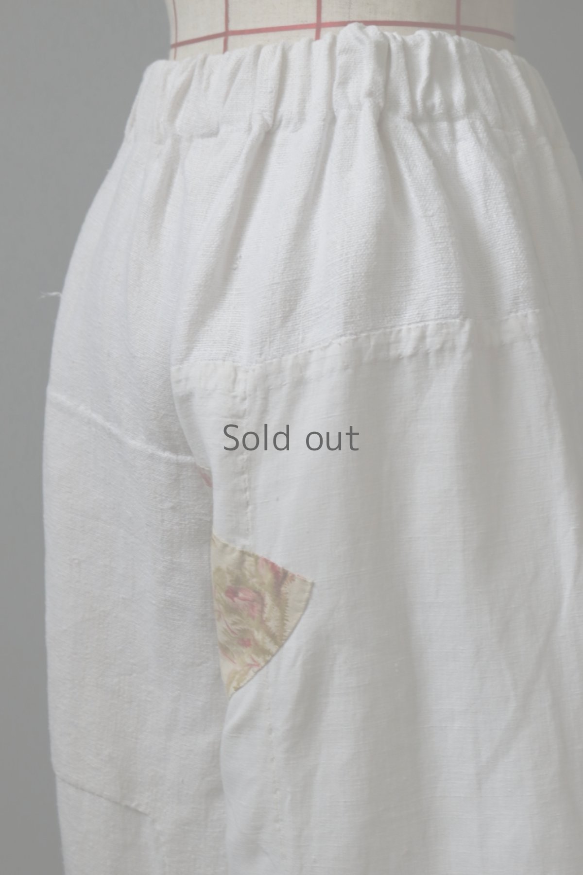 画像10: 【ササキチホ】アンティークリネン　BORO ツギハギワイドパンツ／白a (10)