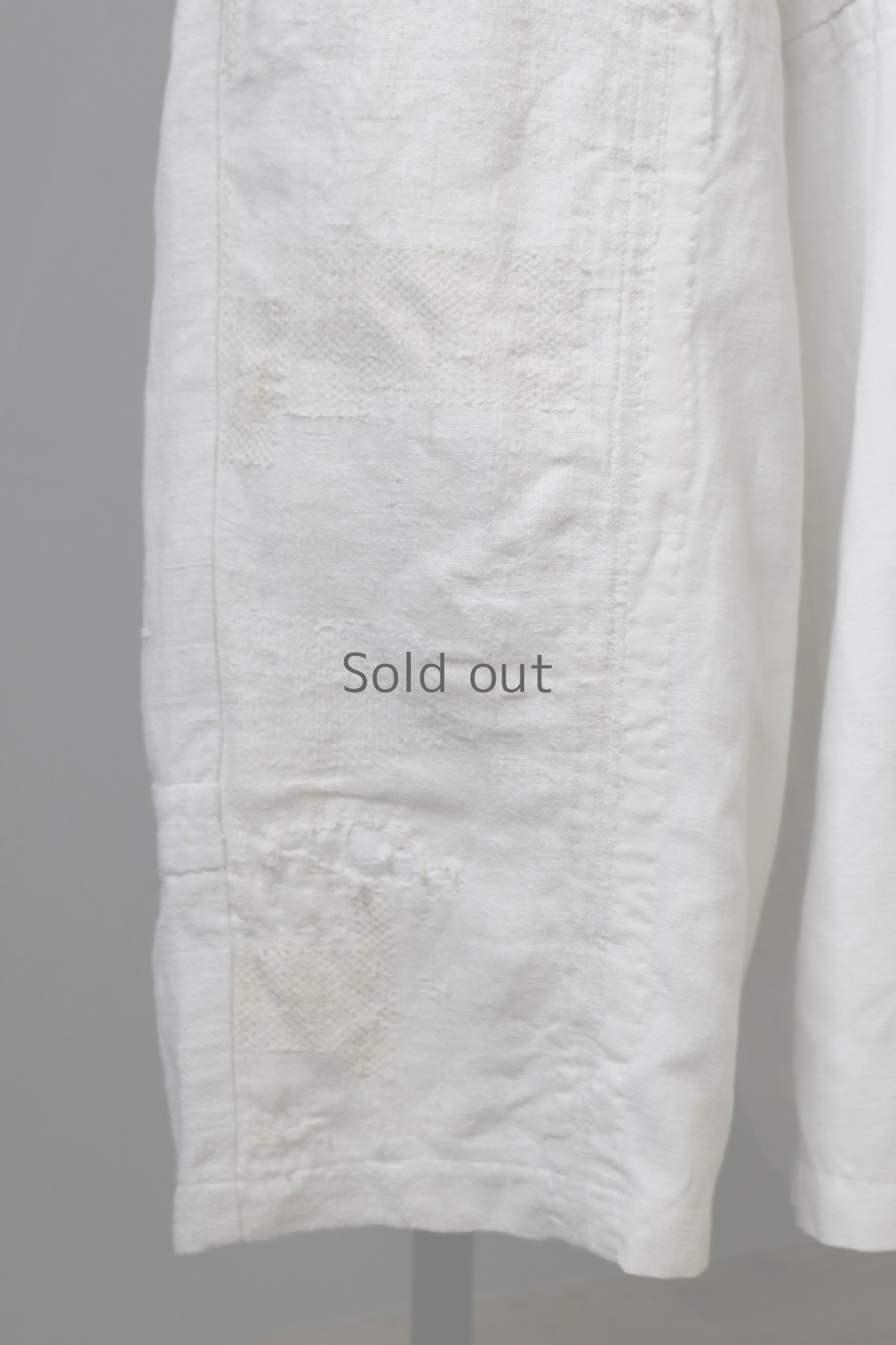 画像7: 【ササキチホ】アンティークリネン　BOROツギハギワイドパンツ／白b (7)