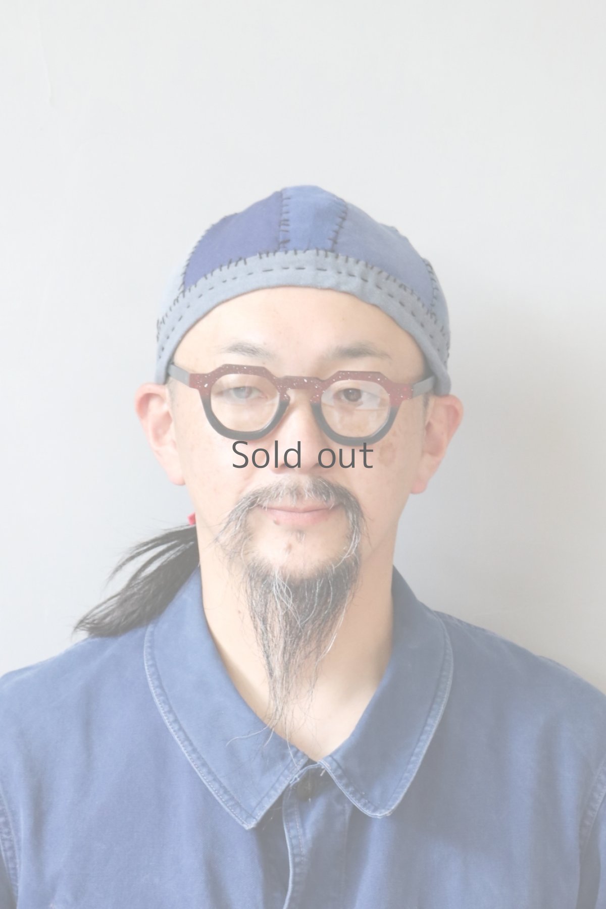 画像8: 【MITSUGU SASAKI】ビンテージリメイク パッチワーク ブルーワークチャイナキャップ (8)