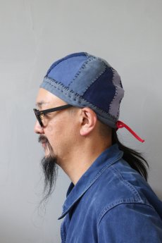画像10: 【MITSUGU SASAKI】ビンテージリメイク パッチワーク ブルーワークチャイナキャップ (10)