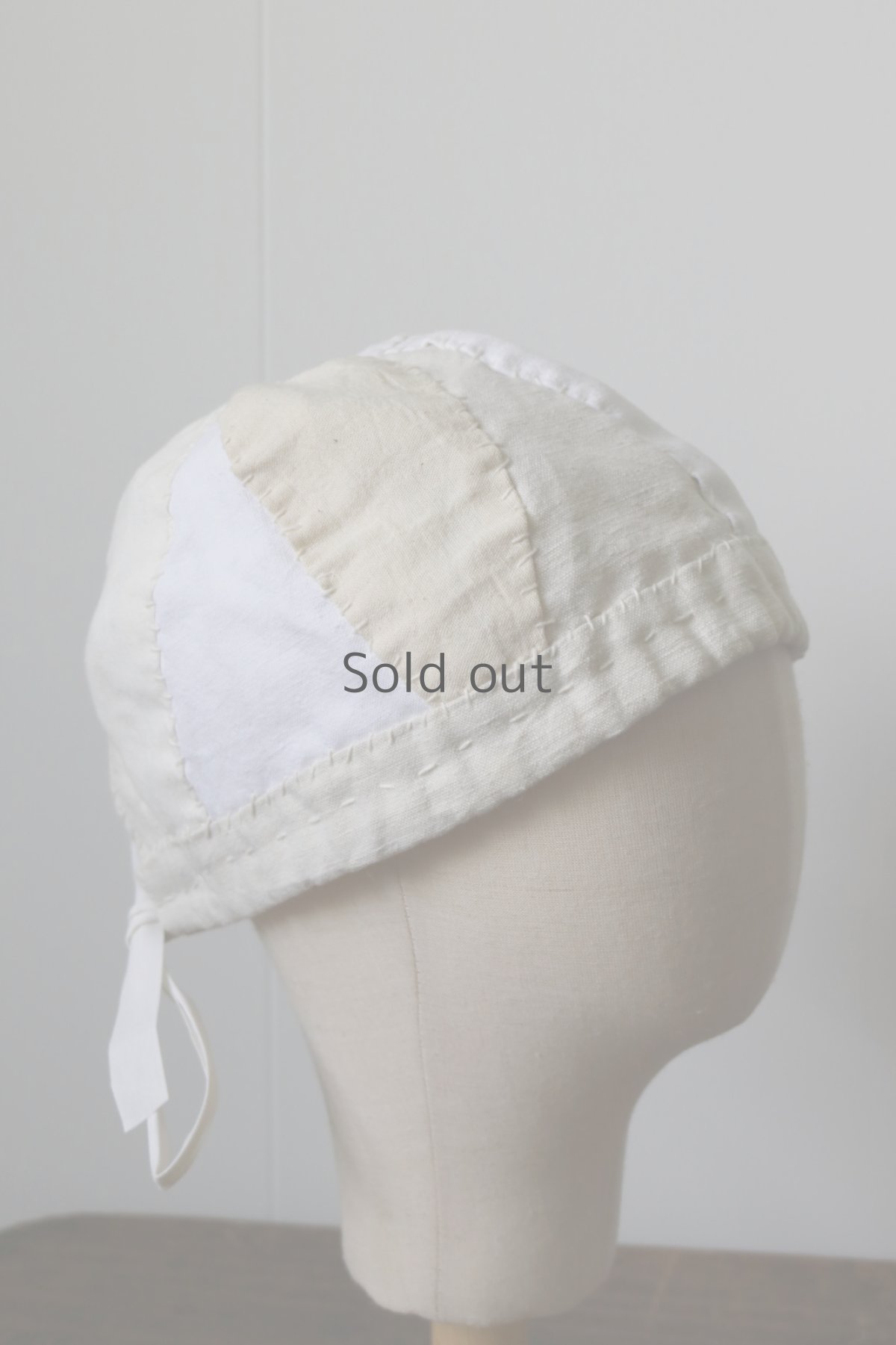 画像4: 【MITSUGU SASAKI】ビンテージリメイク パッチワーク　アンティークリネン　チャイナキャップ (4)