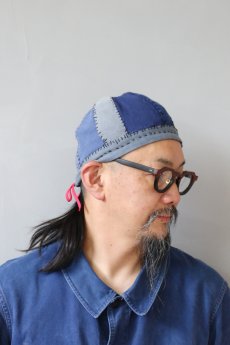 画像9: 【MITSUGU SASAKI】ビンテージリメイク パッチワーク ブルーワークチャイナキャップ (9)
