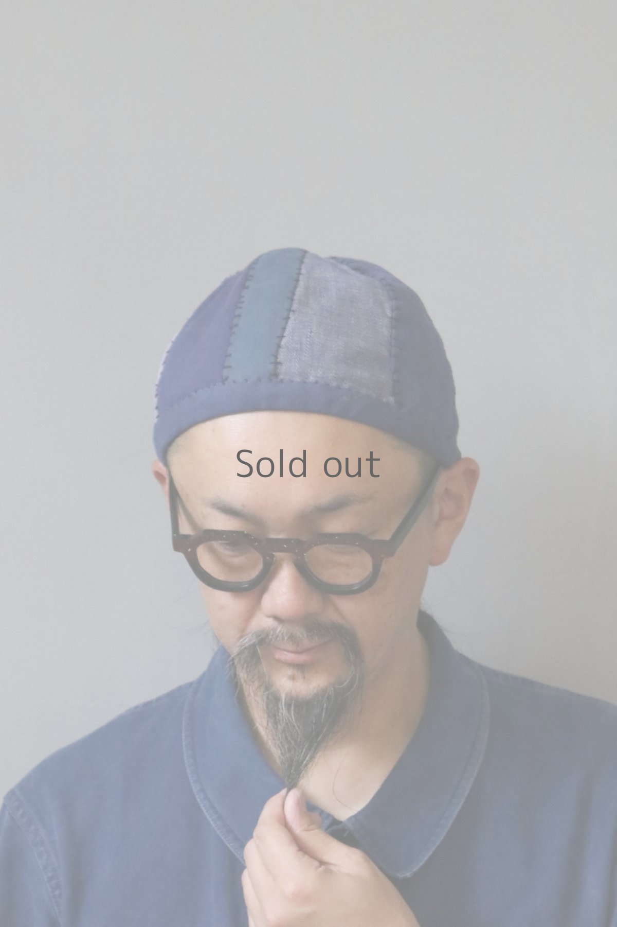 画像1: 【MITSUGU SASAKI】ビンテージリメイク パッチワーク ブルーワークチャイナキャップ(2025/08) (1)