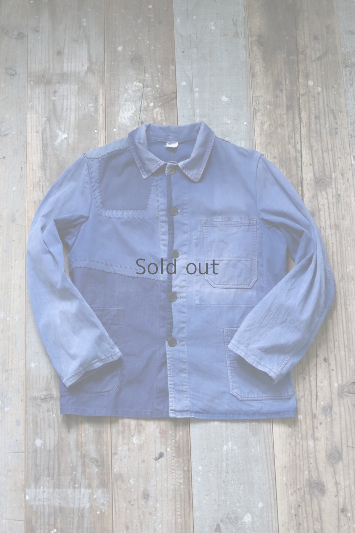 画像2: 【MITSUGU SASAKI】ビンテージリメイク パッチワーク HBTワークジャケット(小さめ) (2)