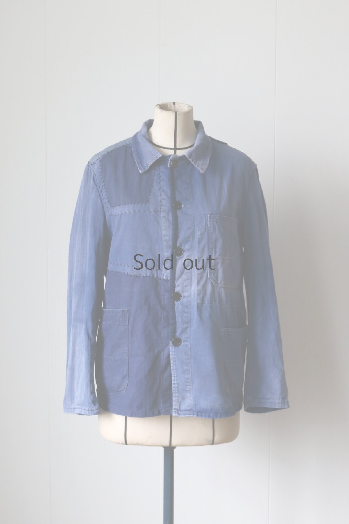 画像4: 【MITSUGU SASAKI】ビンテージリメイク パッチワーク HBTワークジャケット(小さめ) (4)