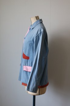 画像14: 【MITSUGU SASAKI】ビンテージリメイク カラフルパッチワーク ワークジャケット(ピンク) (14)