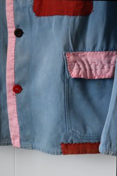 画像5: 【MITSUGU SASAKI】ビンテージリメイク カラフルパッチワーク ワークジャケット(ピンク) (5)