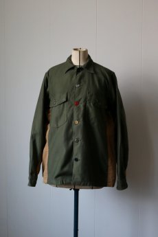 画像1: 【MITSUGU SASAKI】ビンテージリメイク アメリカ軍　コットンサテン　ワイドシャツ (1)