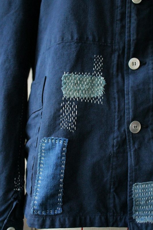 【MITSUGU SASAKI】ビンテージ×古布 刺し子ワークジャケット（青藍色）