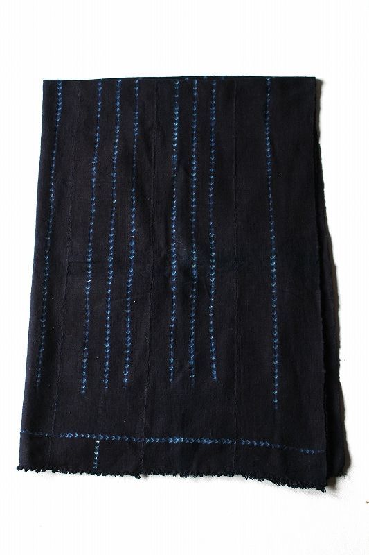 マリ】手織り藍染め ドゴン族の絞の綿（縦縞）