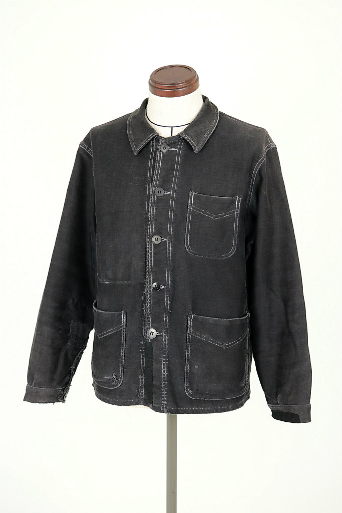 フランス】1950年代頃のブラックモールスキンワークジャケット 