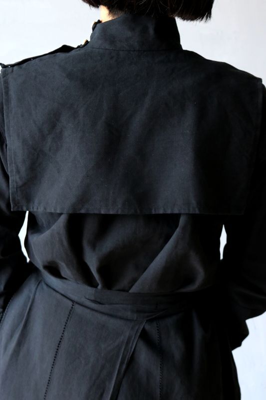 ササキチホ】アンティークリネン×染め 修道女の襟掛け（黒）